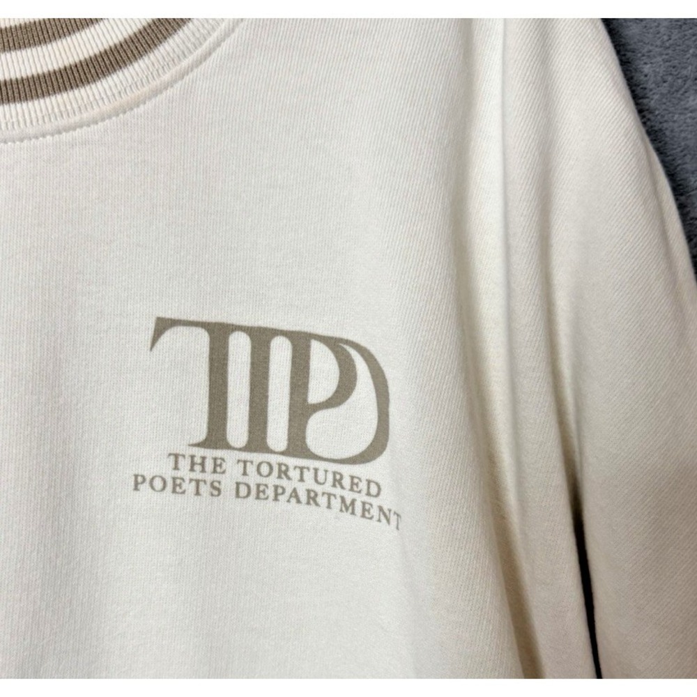 Taylor Swift TTPD The Tortured Poets Department Beige Crew Sweatshirt 2XL - Picture 2 of 6